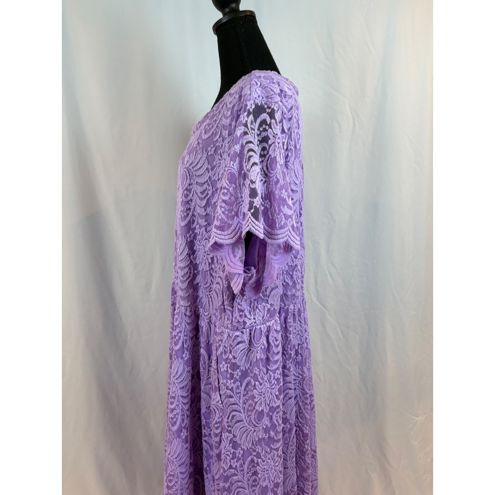 Torrid Lavender Purple Floral Lace Short Sleeve Empire Waist Maxi Dress Size 4 - Picture 10 of 13